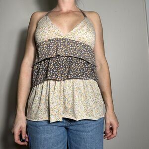 y2k Queen Esther Halter Boho Top Size Medium